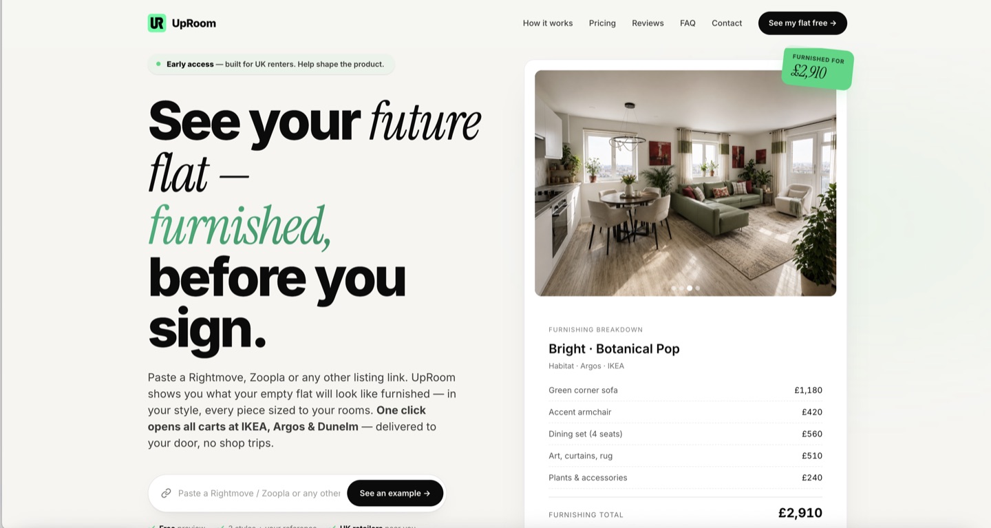UpRoom — see your future flat furnished